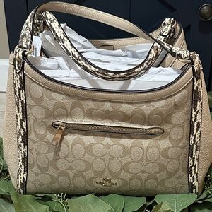 Coach Beige and Cream Signature Shoulder Bag
